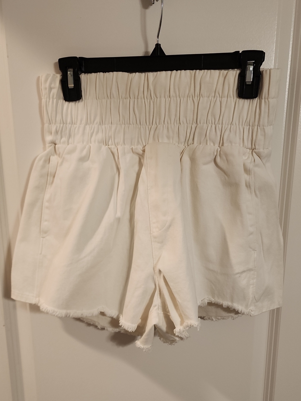 Women’s High-Waist White Paperbag Shorts